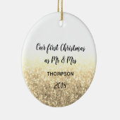 金ゴールド初めてのクリスマス夫妻 セラミックオーナメント (右)