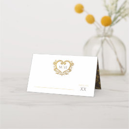 金ゴールド加飾ハート結婚モノグラム座席表 プレイスカード