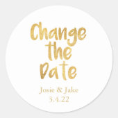 金ゴールド効果と黒「日付の変更」 ラウンドシール (正面)