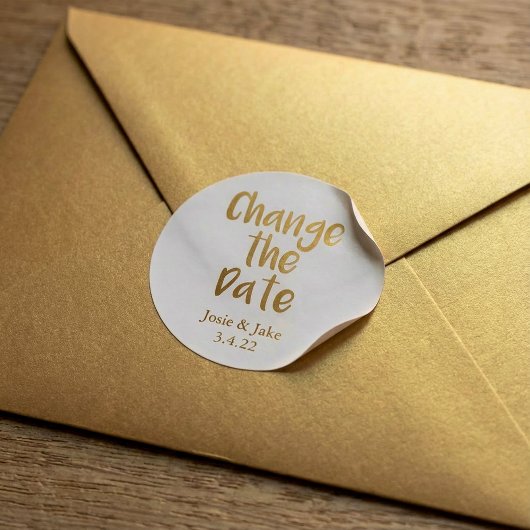 金ゴールド効果と黒「日付の変更」 ラウンドシール