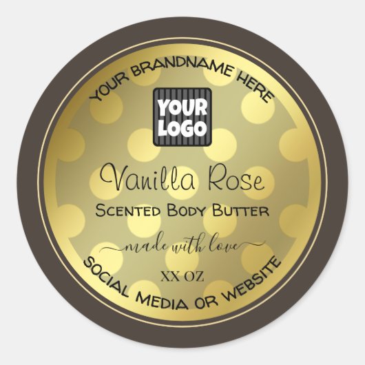 金ゴールド効果カスタムロゴ製品のパッケージラベル ラウンドシール (正面)