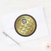 金ゴールド効果カスタムロゴ製品のパッケージラベル ラウンドシール (封筒)