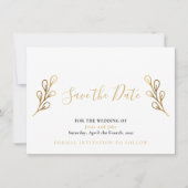 金ゴールド効果花びらは日付カードを保存 セーブザデート (正面)