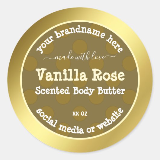 金ゴールド効果製品パッケージングラベルプロフェッショナル ラウンドシール (正面)