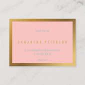 金ゴールド効果,厚い縁ど金ゴールド,ピンク色の背景 名刺 (裏面)