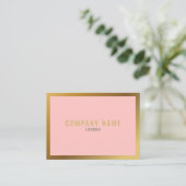 金ゴールド効果,厚い縁ど金ゴールド,ピンク色の背景 名刺 (スタンド正面)