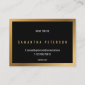 金ゴールド効果、厚い金ゴールド縁ど黒背景 名刺 (裏面)