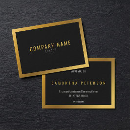 金ゴールド効果、厚い金ゴールド縁ど黒背景 名刺