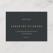 金ゴールド効果、金ゴールドリング、ダークグレーはっきりした文字 名刺 (裏面)