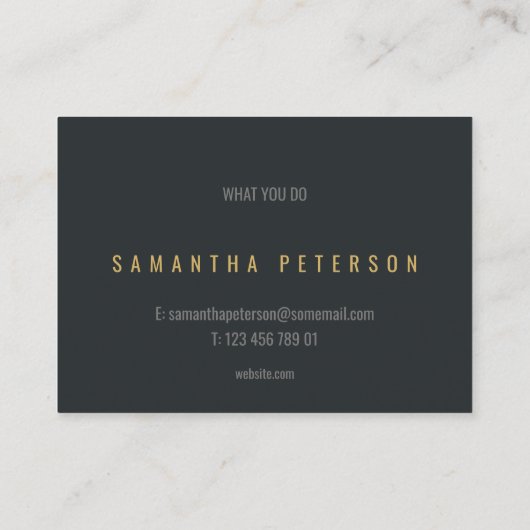 金ゴールド効果、金ゴールドリング、ダークグレーはっきりした文字 名刺 (裏面)