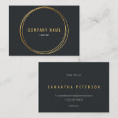 金ゴールド効果、金ゴールドリング、ダークグレーはっきりした文字 名刺 (正面/裏面)