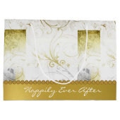 金ゴールド動揺してがカスタムウェディング抱き枕を飾る ラージペーパーバッグ (裏面)