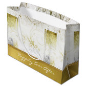 金ゴールド動揺してがカスタムウェディング抱き枕を飾る ラージペーパーバッグ (裏面アングル)