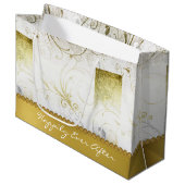 金ゴールド動揺してがカスタムウェディング抱き枕を飾る ラージペーパーバッグ (正面アングル)