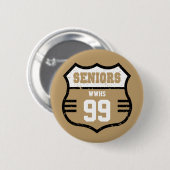 金ゴールド動揺してシニア道路標識 缶バッジ (正面&裏面)