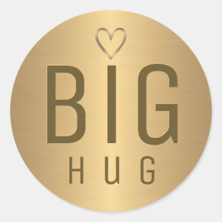 金ゴールド勾配に金属金ゴールドハートを付けたビッグ・ハグ ラウンドシール