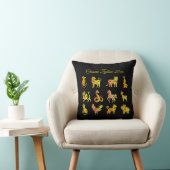 金ゴールド勾配中国の〔占星術の〕十二宮図動物ブラック クッション (椅子)