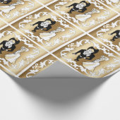 金ゴールド包結婚装に関する欧米の漫画のカップル ラッピングペーパー (角)