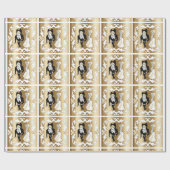 金ゴールド包結婚装に関する欧米の漫画のカップル ラッピングペーパー (フラット)