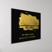 金ゴールド北京スカイライン経度 箔ポスター (レイダウン)