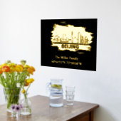 金ゴールド北京スカイライン経度 箔ポスター (レイダウン (キッチン))