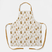 金ゴールド北欧クリスマスツリーパターン エプロン (正面)