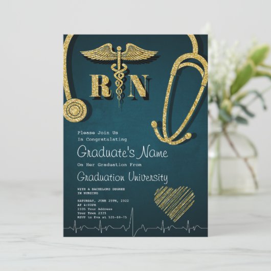 金ゴールド医学校卒業党招待状 招待状 (スタンド正面)