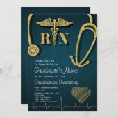 金ゴールド医学校卒業党招待状 招待状 (正面/裏面)