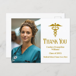 金ゴールド医学校卒業写真ありがとう ポストカード