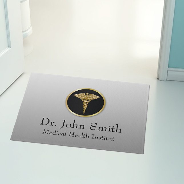 金ゴールド医用カドゥセウス – Doormat ドアマット (クリエイターアップロード済み)