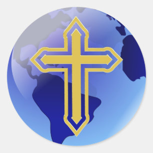 金ゴールド十字地球 ラウンドシール