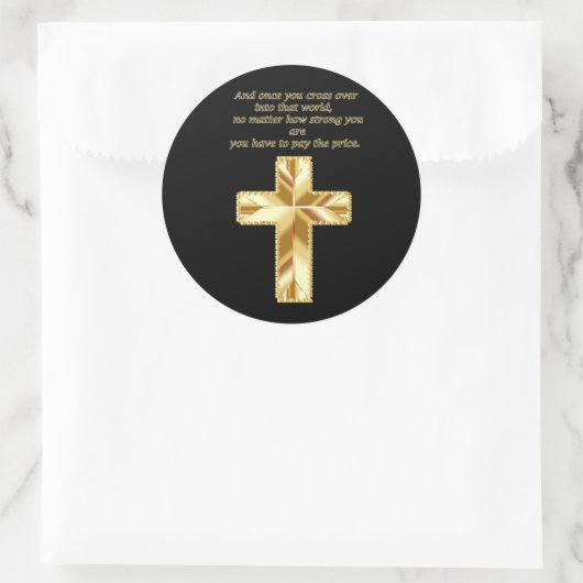 金ゴールド十字架とおもしろいことわざ ラウンドシール (バッグ)