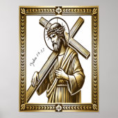 金ゴールド十字架のイエス ポスター (正面)