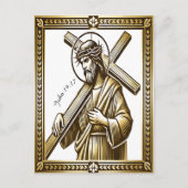 金ゴールド十字架のイエス ポストカード (正面)