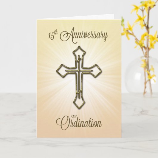 金ゴールド十字架 カード (黄色い花)