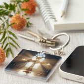 金ゴールド十字架/十字架 キーホルダー (正面右)