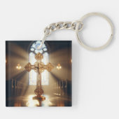 金ゴールド十字架/十字架 キーホルダー (裏面)