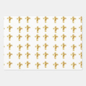 金ゴールド十字模様(白) ラッピングペーパーシート (正面3)