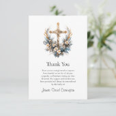 金ゴールド十字花ローマカトリック葬儀 サンキューカード (スタンド正面)