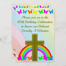 金ゴールド十字蝶85番誕生日招待状 招待状