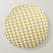 金ゴールド千鳥格子の型円枕 ラウンドクッション (正面)