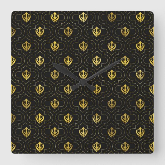 金ゴールド半田記号パターン スクエア壁時計 (正面)