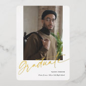 金ゴールド卒モダン業写真卒業カード 箔シーズンカード (正面)