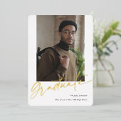 金ゴールド卒モダン業写真卒業カード 箔シーズンカード (立ち正面)