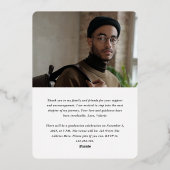 金ゴールド卒モダン業写真卒業カード 箔シーズンカード (裏面)