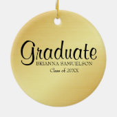 金ゴールド卒業オーナメントとブラック文字 セラミックオーナメント (裏面)