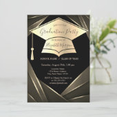 金ゴールド卒業キャップエレガント卒業 招待状 (スタンド正面)