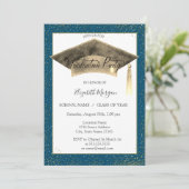 金ゴールド卒業キャップタッセル紙吹雪 招待状 (スタンド正面)