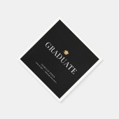 金ゴールド卒業キャップブラック卒業紙 スタンダードカクテルナプキン (角)