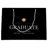 金ゴールド卒業キャップブラック卒業 ラージペーパーバッグ (正面)